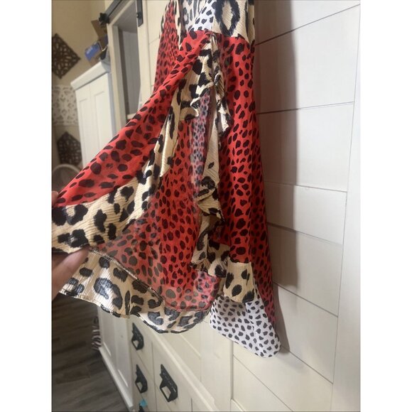 UMGEE Top Womens Large Multicolor Mix Leopard Print Ruffle Sleeves Blouse - Picture 4 of 10